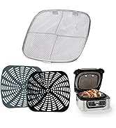 KINLYBO Replacement Stainless Steel Splatter Shield and Reusable Silicone Liner Set for Ninja Foo...