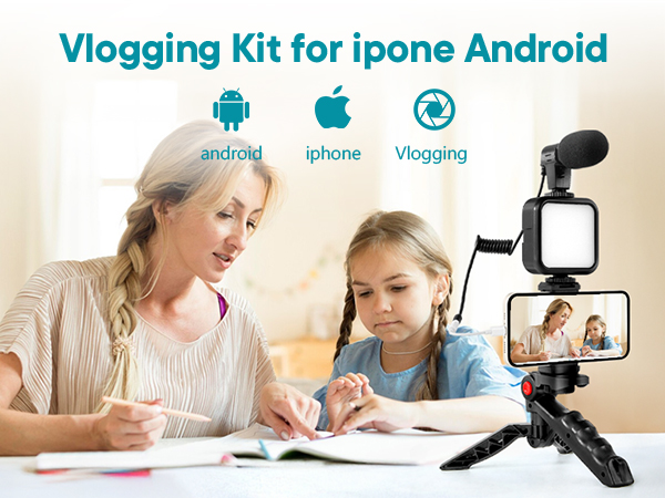 Vlogging Kit for iPhone, Android (with Tripod)