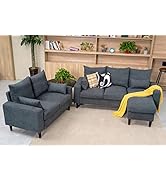 Panana Sectional Sofa 2 Seater and 3 Seater with Ottoman Footstool Couch Sectional Sofa (Grey, 2+...