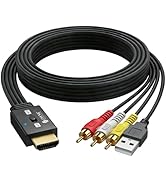 eSynic 1080P RCA to HDMI Converter-Not Bi-Directional-Compact Cable Design- 4:3/16:9 Switch-Plug ...