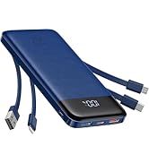 charmast 20000mAh Portable Charger with Built in Cables, 22.5W Travel Power Bank Fast Charging, U...