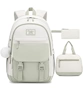 WINDARS School Backpack with Lunch Box for Teen Girls, Cute College Backpacks for Women Students ...