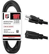 EP 10 Ft Outdoor Extension Cord - 16/3 SJTW Durable Black Electrical Cable with 3 Prong Grounded ...