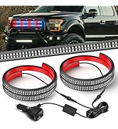 Nilight 2PCS 24 inch Truck Grille Strobe Lights Strip 384 LED Emergency Light Red Blue Flexible S...
