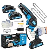6 Inch Mini Chainsaw Cordless, Portable Electric Chainsaw, for Wood Cutting, Tree Trimming, Court...