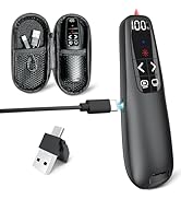 Rechargeable Presentation Clicker with Case, Power Digital Display Wireless Presenter Remote, USB...