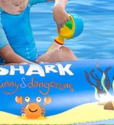 SULIFEEL Shark Inflatable Play Center Kiddie Pool with Slide and Sprinkler for Children, 8ft x 5f...