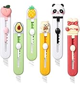 6 Pack Box Cutter Retractable, Sharp Utility Knife Retractable, Cute Box Cutters for Office, Home...