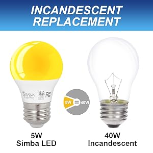 LED bug light A15 perfect incandescent replacement 5W equivalent to 40w energy saving