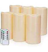 Amagic 3" x 6" Outdoor Waterproof Flameless Candles - Battery Operated LED Pillar Candles with Re...