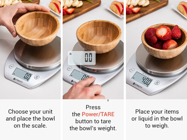 Tare container weight to measure item more precisely