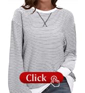 SHEWIN Womens Sweatshirt Striped Crew Neck Casual Long Sleeve Fall Tops for Women 2024
