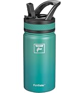 Fanhaw 14 Oz Kids Insulated Water Bottle with Straw Lid – Stainless Steel Double Wall Vacuum, Lea...
