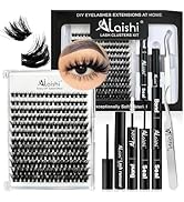 Lash Clusters Kit, DIY 3D Cluster Eyelash Extensions 10-18mm,108pcs Fluffy D Curl Soft Natural La...
