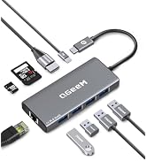 QGeeM USB C Hub Ethernet,9 in 1 USB Type C Hub HDMI Multi-Port Converter Adapter,100W Pd, USB 3.0...
