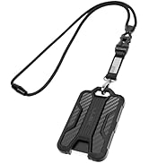 LIUGX Badge Holder with Heavy Duty Breakaway Lanyard, Carbon Fiber-Texture, Durable ID Card Holde...