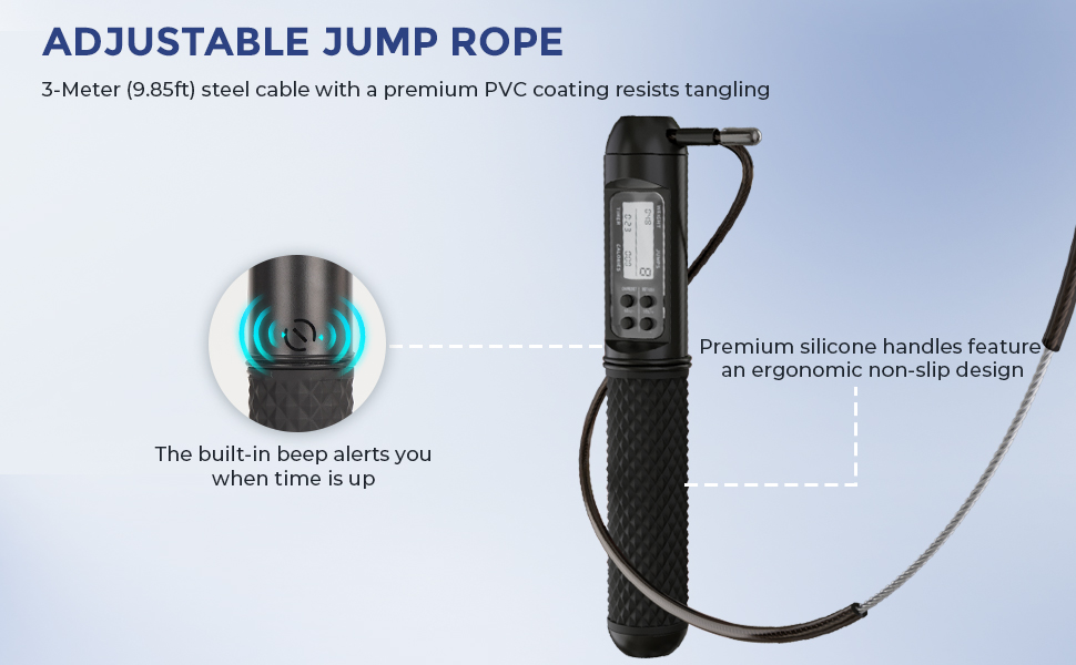 Smart Jump Rope with LED Display and Jump Counter, Weighted Cordless Design