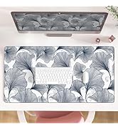 AQQA Desk Mat, Large Mouse Pad, XXL Gaming Mousepad, Black and White Lines Tropical Leaves Deskpa...