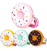 WRINGKIT 4 Pack Kids Toy Purse, Silicone Girls Handbag with Adjustable Strap, Sweet Donut Play Pu...