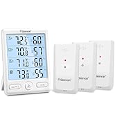 Geevon Indoor Outdoor Thermometer Wireless 3 Remote Sensors, 5-Inch Display Digital Hygrometer Th...