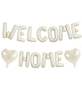 TONIFUL Welcome Home Balloons,16 Inch Cream White Welcome Home Foil Balloons Banner Welcome Home ...