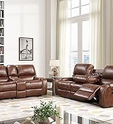Roundhill Furniture Achern Air Nailhead Manual Reclining1 Sofas, Faux Leather, Metal