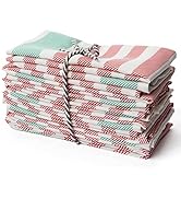 Kitchen Cloth Christmas Napkins 12 Pack 18X18 Inches 100% Cotton Fabric Table Linen Napkins, Red ...