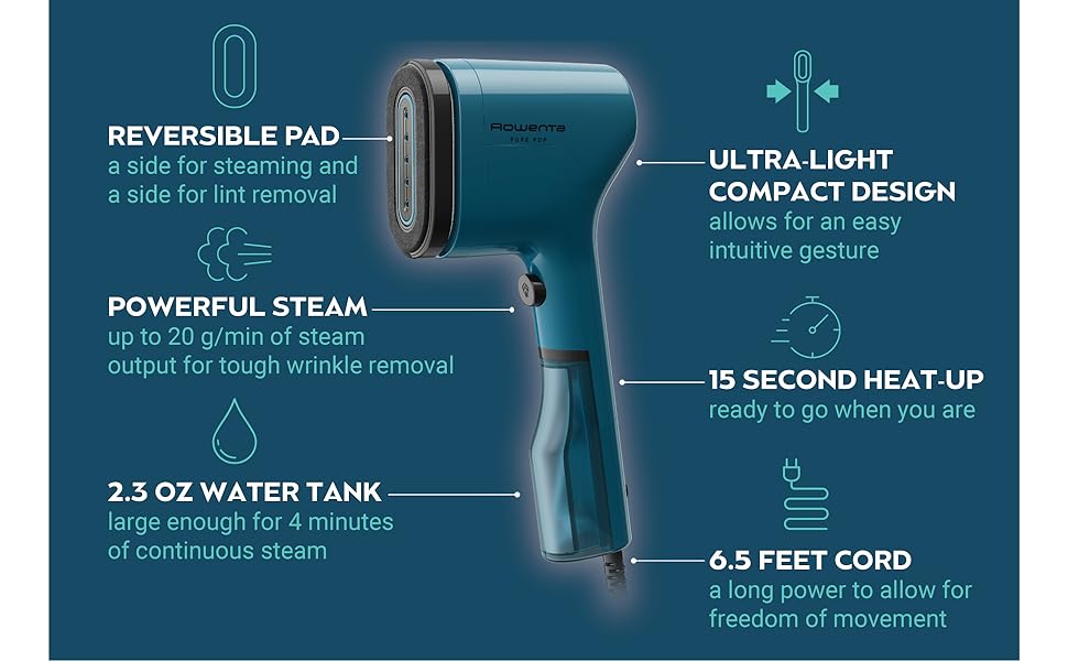 ultra light compact design steamer for clothes rowenta pure pop cothing steamer fast heat up tank 