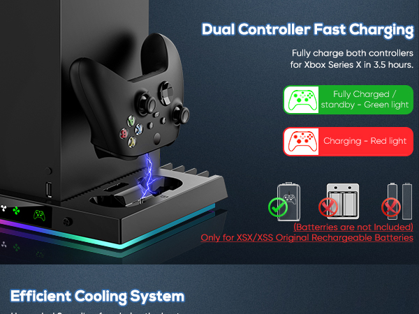 xbox series x rgb cooling fan charging station