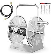 SPECILITE Stainless Steel Garden Hose Reel, Portable Outdoor Metal Wall Mount/Floor Spool, Holds ...