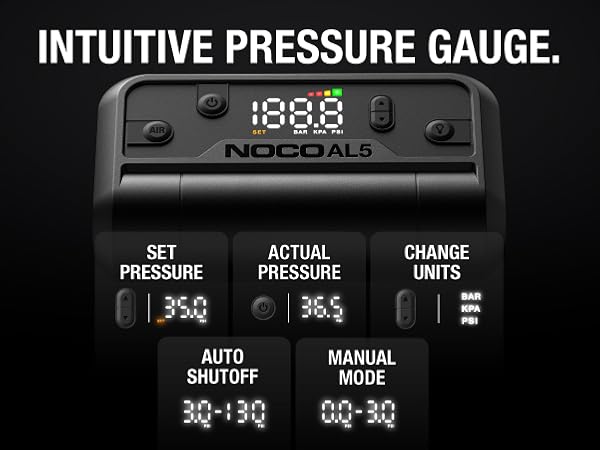 digital pressure gauge set pressure change units psi kpa bar manual inflation mode