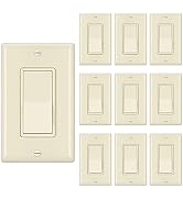 [10 Pack] Almond BESTTEN Single Pole Decorator Wall Light Switch with Wall Plate, 15A 120/277V, O...