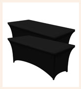 Utopia Kitchen 6FT Spandex Tablecloth [Black - 2 Pack] Fitted &amp; Wrinkle-Resistant 190 GSM Stretch...