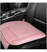 Fkewp Car Seat Cover, Comfortable Leather Auto Front Seat Cushion with Storage Bags, Anti-Slip Se...