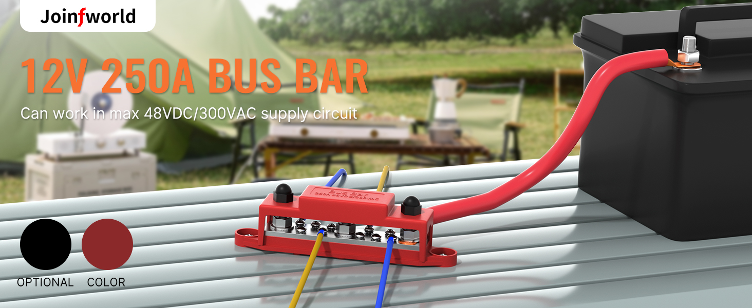 Power Distribution Block 12V Bus Bar 250A 5/16&amp;#34; Stud Marine Bus Bar Terminal Block