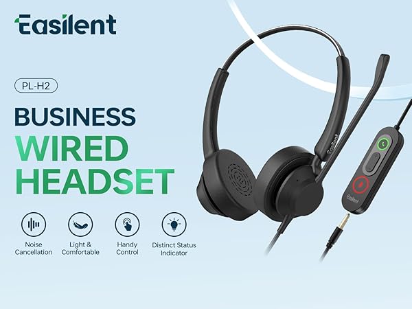 business wired headset, headphones with microphone for computer, laptop headset with microphone
