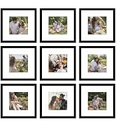 JCJMY 9 Packs 12x12 Picture Frame Gallery Wall Frame Set for 8x8 or 10x10 with 2 Mat or 12x12 Wit...