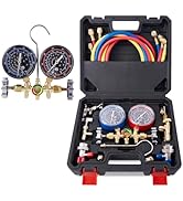 Wisscool HVAC A2L Manifold Gauge Set, R454B R410A R32 R22 Refrigerant AC Gauges with 5FT Hose Ada...
