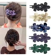 Mdscve 5Pcs Flower Flat Hair Clips for Women Matte Flat Hair Claw French Alligator Clips Non-Slip...