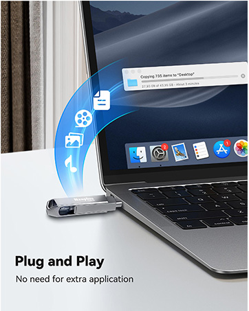 Lightening & USB-C External Memory Storage, No App Needed 
