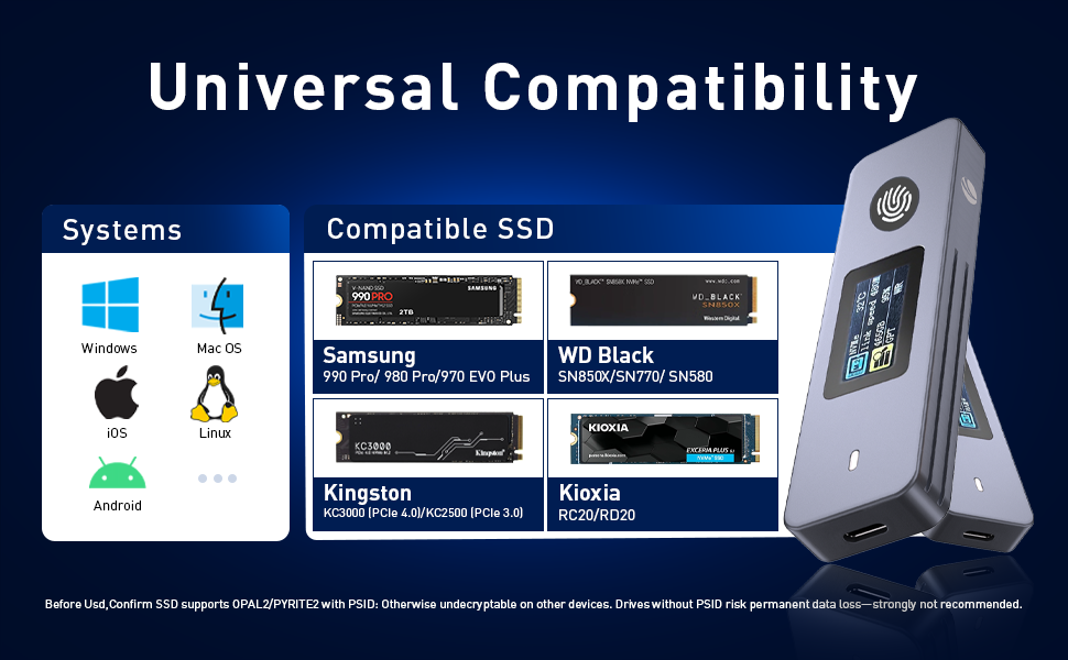Fingerprint Encryption SSD Enclosure