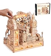 ROBOTIME Wooden Town Marble Run - 3D Wooden Puzzles for Adults EGB01 Night City Marble Run Kit - ...