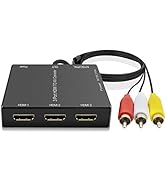 Dingsun 3 Port HDMI to RCA Converter, HDMI to AV Adapter for Older TV, HDMI to Composite Converte...