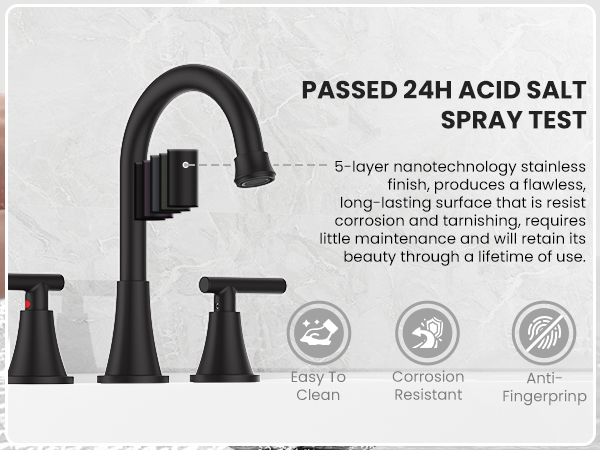 Matte Black Bathroom Sink Faucet Bathroom Faucets for Sink 3 Hole Faucet for Bathroom Sink Vanity RV