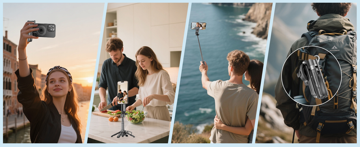 Phone Tripod Stand Travel Tripod Selfie Stick Mode Tripod Mode Hand Grip Mode travelers selfie