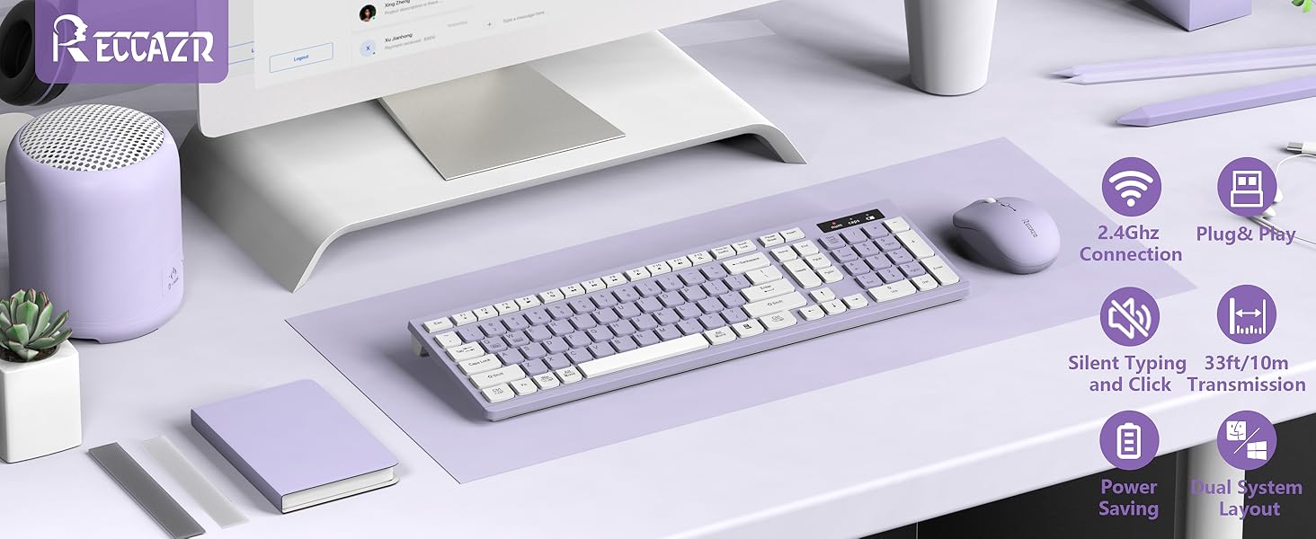 wireless keyboard and mouse combo purple 1