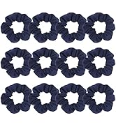Pack of 12 Cotton Hair Scrunchies Single Jersey Solid Color Ponytail Holders Hair Ties for Girl (...