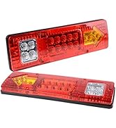 PerfecTech RV 19 LED Trailer Tail Lights Red White-Amber Integrated Turn Signal Running Lamp for ...