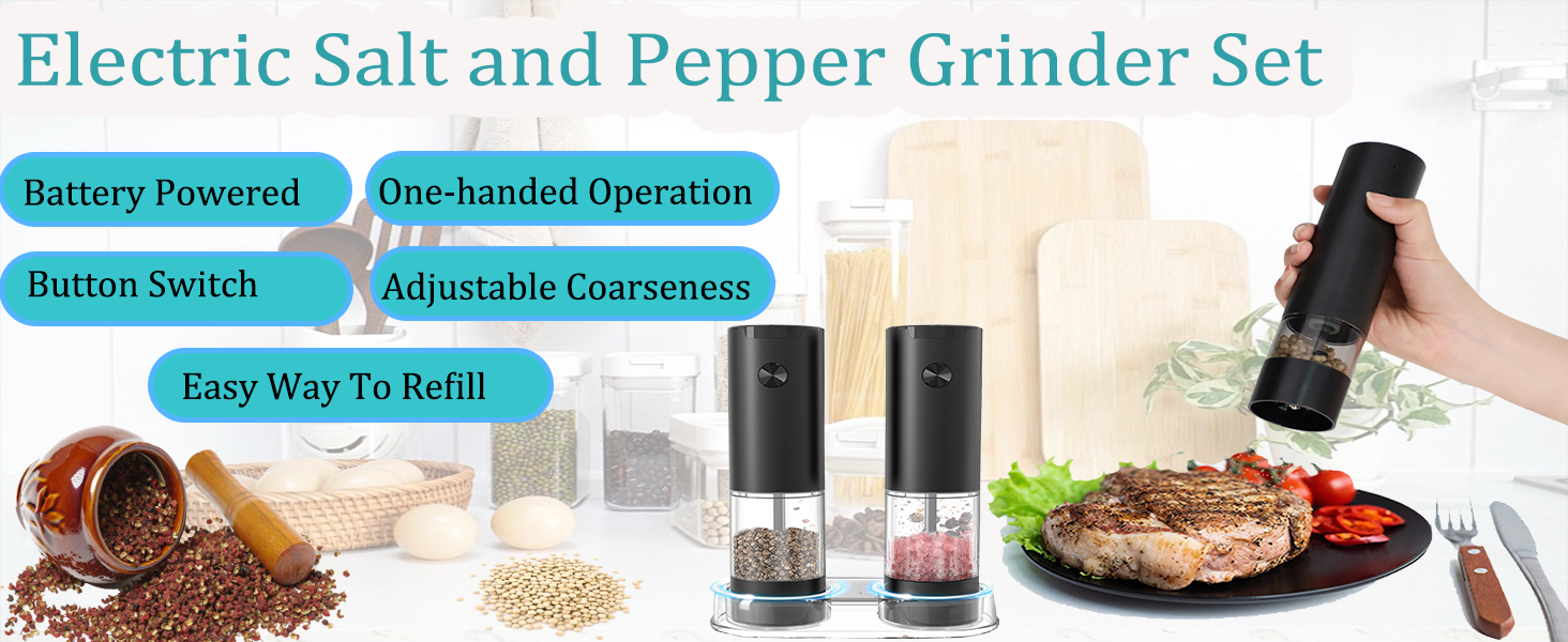 salt and pepper grinder set electric salt and pepper grinder battery salt and pepper grinder set