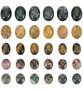 PH PandaHall 30pcs 5 Styles Oval Stone Cabochons Gemstone Cabochons Flatback Gemstones Beads Crys...